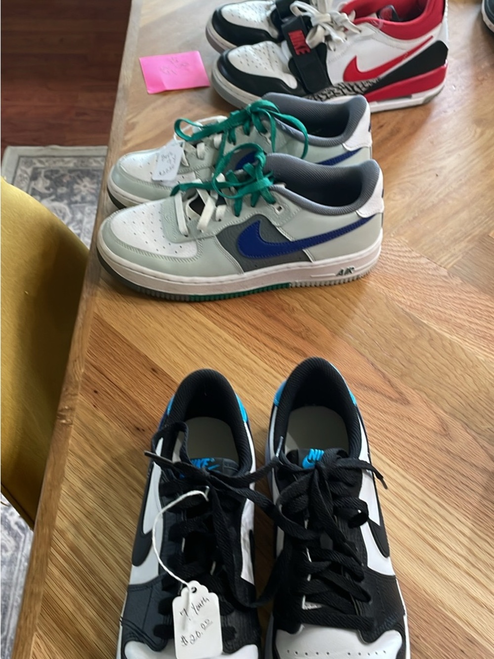 Nike Kids Low-Top Sneakers in White, Blue & Green (Pair)